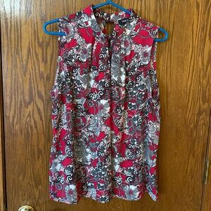 Nine West Fuschia and Black Patterned Blouse